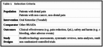 Table 1. Selection Criteria.