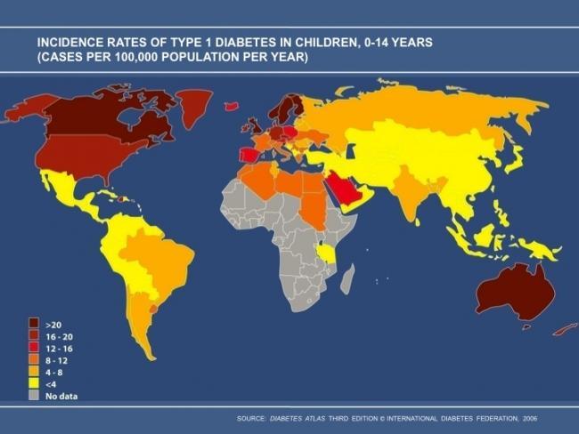 Figure 1. . Worldwide incidence of TID 1990-1994, used with permission from International Diabetes Federation.