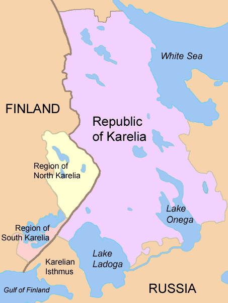 Figure 7. . Border between Finland and Russian Karelia, with a 6-fold difference in the incidence of TID, from "Karelia today”.