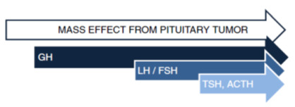 Fig 5. . Sequence of pituitary hormone loss in relation to increasing mass effect from a pituitary tumor.