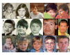 Figure 2. . Photographs of affected individuals showing the characteristic facial profile comprising brachycephaly, widely spaced eyes, synophrys/arched eyebrows, midface retrusion, protruding tongue, eversion of the vermilion of the lower lip, and prognathism of the chin.