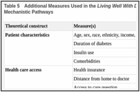 Table 5. Additional Measures Used in the Living Well With Diabetes Study to Understand Mechanistic Pathways.