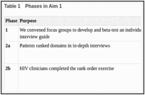 Table 1. Phases in Aim 1.
