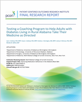 Cover of Testing a Coaching Program to Help Adults with Diabetes Living in Rural Alabama Take Their Medicine as Directed