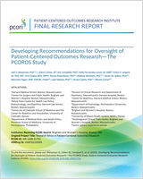 Cover of Developing Recommendations for Oversight of Patient-Centered Outcomes Research—The PCOROS Study