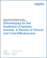 Cover of Eltrombopag for the treatment of Aplastic Anemia: A Review of Clinical and Cost-Effectiveness