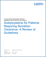 Cover of Acetylcysteine for Patients Requiring Secretion Clearance: A Review of Guidelines