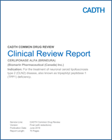 Cover of Clinical Review Report: Cerliponase Alfa (Brineura)