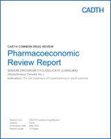 Cover of Pharmacoeconomic Review Report: Sodium Zirconium Cyclosilicate (Lokelma)