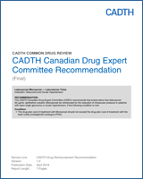 Cover of CADTH Canadian Drug Expert Committee Recommendation: Latanoprost (Monoprost — Laboratoires Théa)