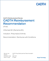Cover of CADTH Reimbursement Recommendation: Infliximab SC (Remsima SC)